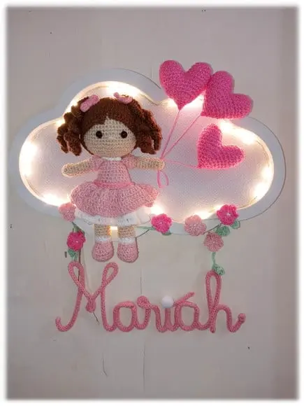 Porta Maternidade Nuvem - Boneca com Led