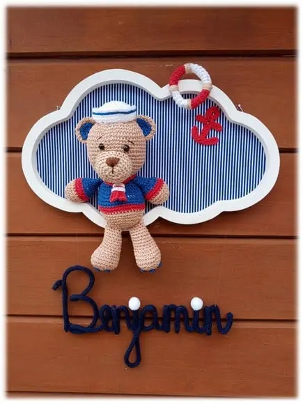 Porta Maternidade Nuvem - Urso Marinheiro