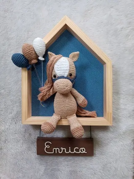 Quadro Decorativo Amigurumi Cavalo