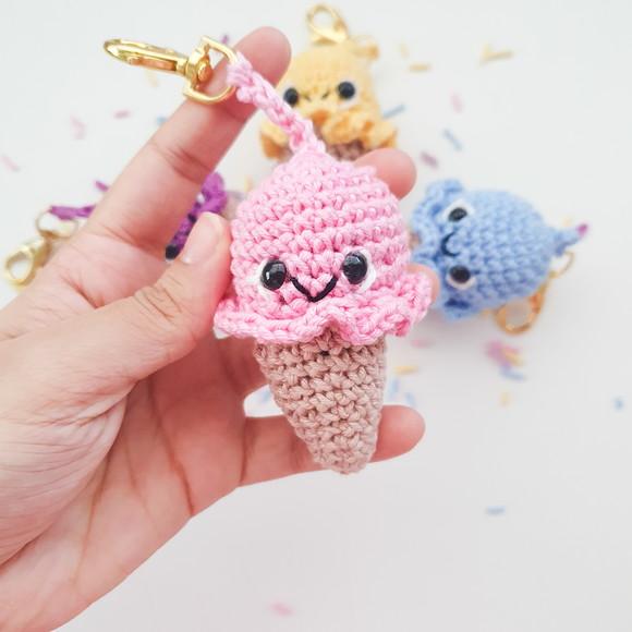 Chaveiro Sorvete Amigurumi