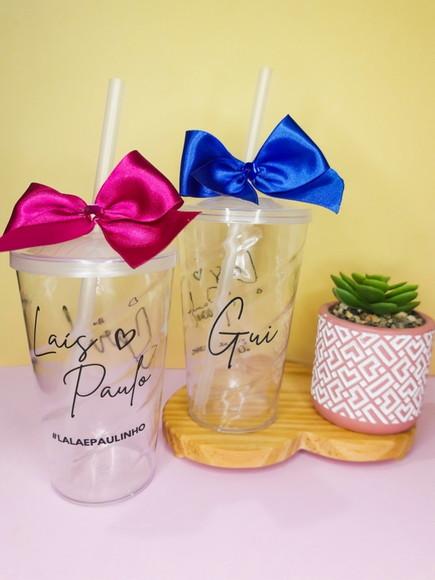 Kit 2 Copos Convite Daminha Pajem Florista Lembrancinha