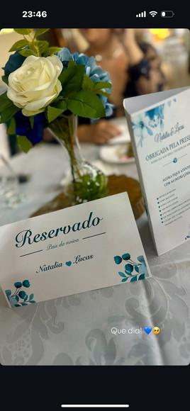 Kit 20 Menu de Mesa + 3 Placas Reservado Casamento