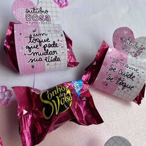 Porta Bombom com Bombom- Outubro Rosa