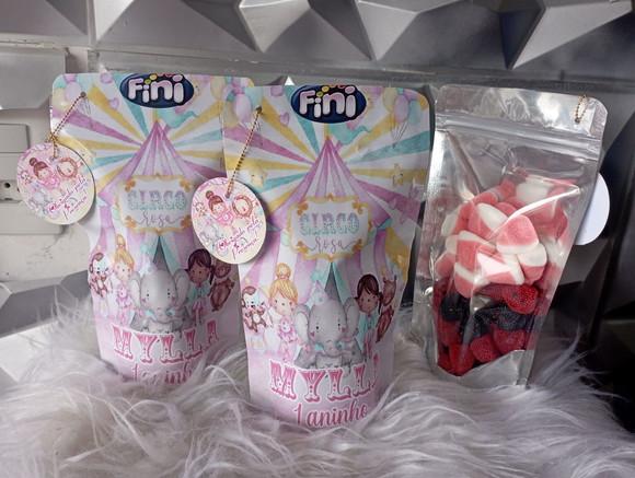 Saquinho Zip Lock com Balas Fini Circo Rosa