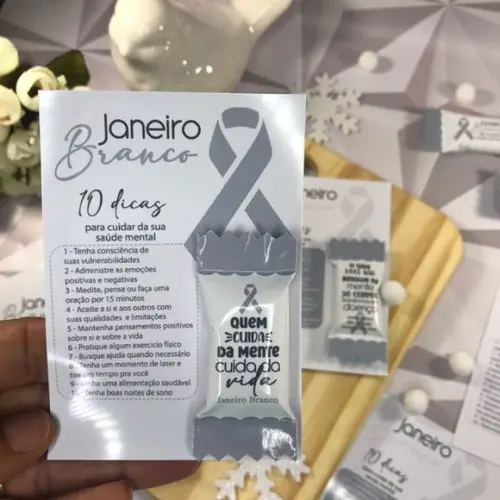 Card com Bala Janeiro Branco