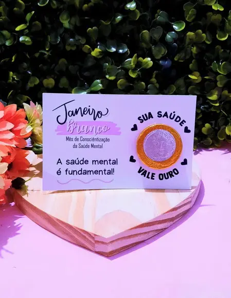 Card com Moedinha de Chocolate ao Leite- Janeiro Branco