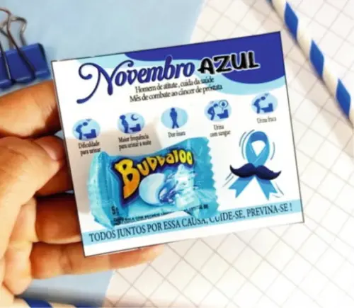 Lembrancinha Novembro Azul Card com Bubbaloo