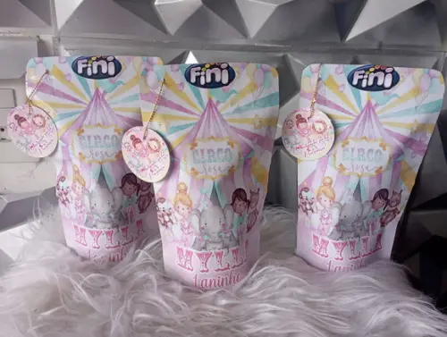 Saquinho Zip Lock com Balas Fini Circo Rosa