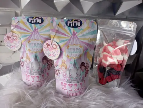Saquinho Zip Lock com Balas Fini Circo Rosa