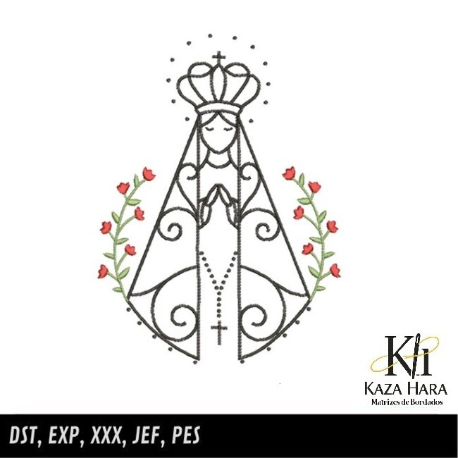 Matriz Bordado Nossa Senhora Aparecida Floral 001