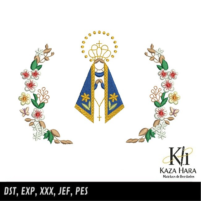 Matriz Bordado Nossa Senhora Aparecida Floral 002