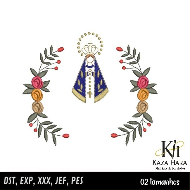 Matriz Bordado Nossa Senhora Aparecida Floral 004