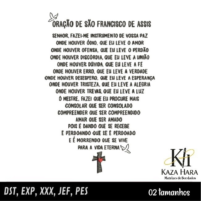 Matriz Bordado Oração de São Francisco