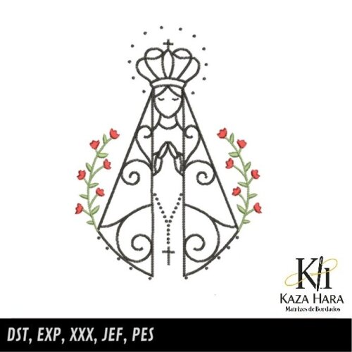 Matriz Bordado Nossa Senhora Aparecida Floral 001