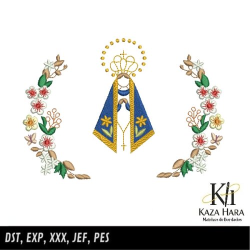Matriz Bordado Nossa Senhora Aparecida Floral 002