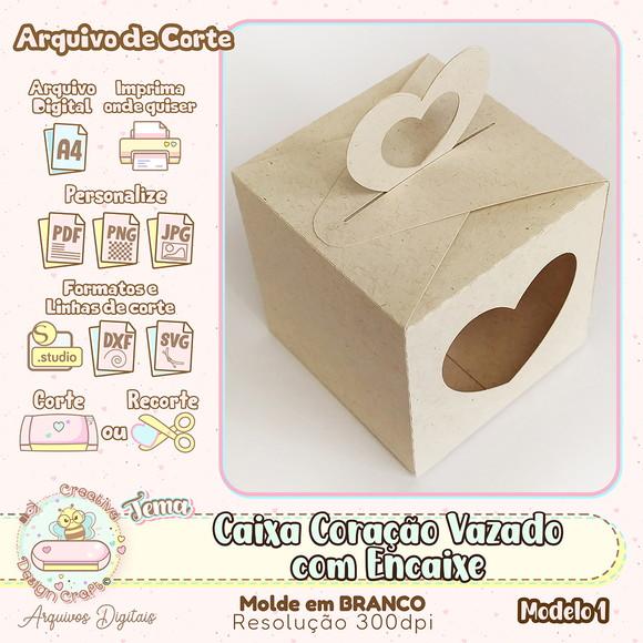 Arquivo Corte Silhouette Caixa Cubo Coração com Alça