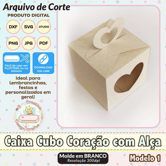 Arquivo Corte Silhouette Caixa Cubo Coração com Alça