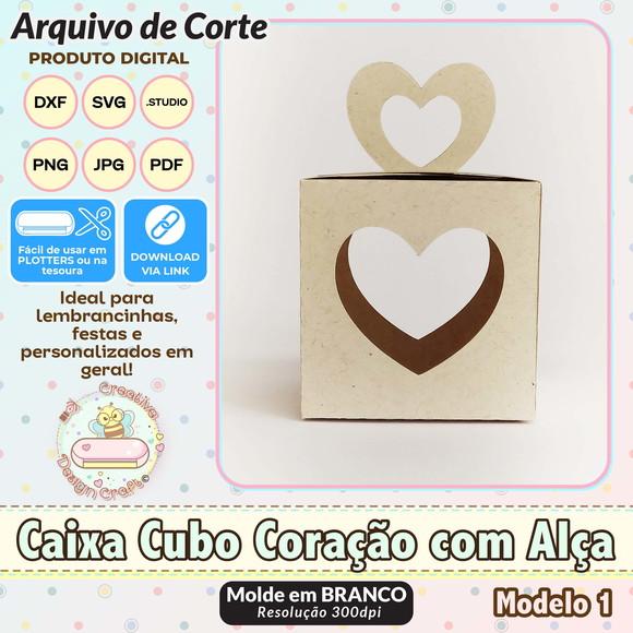 Arquivo Corte Silhouette Caixa Cubo Coração com Alça
