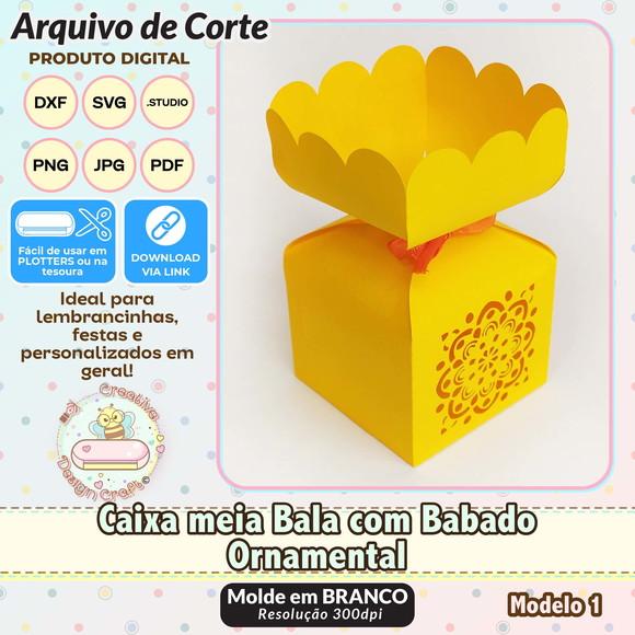 Arquivo Corte Silhouette Caixa Meia Bala Babado Ornamental