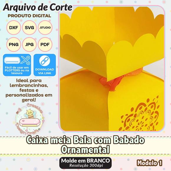 Arquivo Corte Silhouette Caixa Meia Bala Babado Ornamental