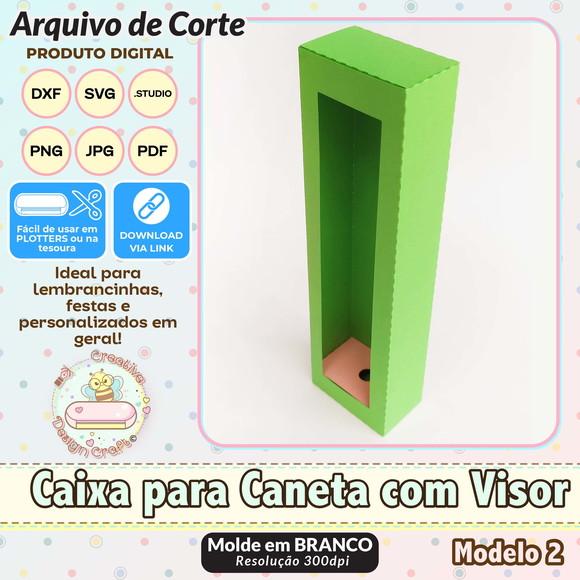 Arquivo Corte Silhouette Caixa para Caneta com Visor 2