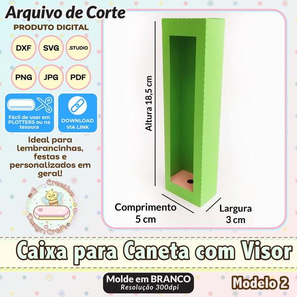 Arquivo Corte Silhouette Caixa para Caneta com Visor 2