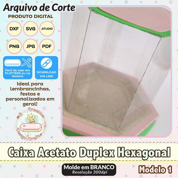 Arquivo de Corte Silhouette Caixa Acetato Duplex Hexagonal 1