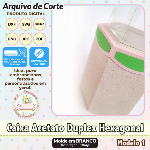 Arquivo de Corte Silhouette Caixa Acetato Duplex Hexagonal 1