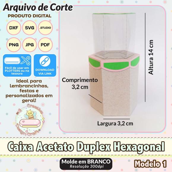 Arquivo de Corte Silhouette Caixa Acetato Duplex Hexagonal 1