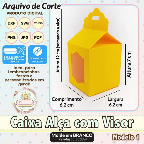 Arquivo de Corte Silhouette Caixa Alça com Visor Modelo 1