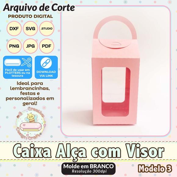 Arquivo de Corte Silhouette Caixa Alça com Visor Modelo 3