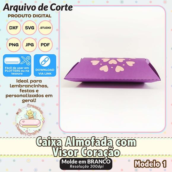 Arquivo de Corte Silhouette Caixa Almofada Visor Coração 1