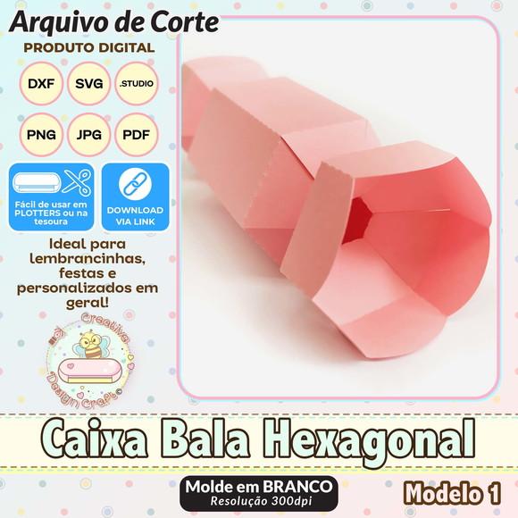 Arquivo de Corte Silhouette Caixa Bala Hexagonal Modelo 1