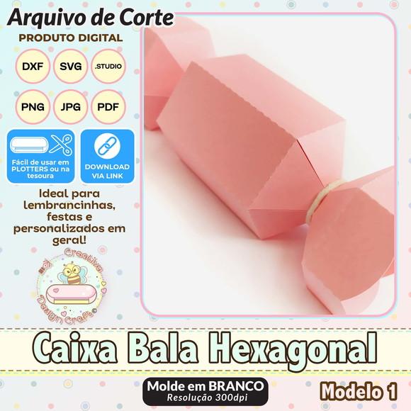 Arquivo de Corte Silhouette Caixa Bala Hexagonal Modelo 1