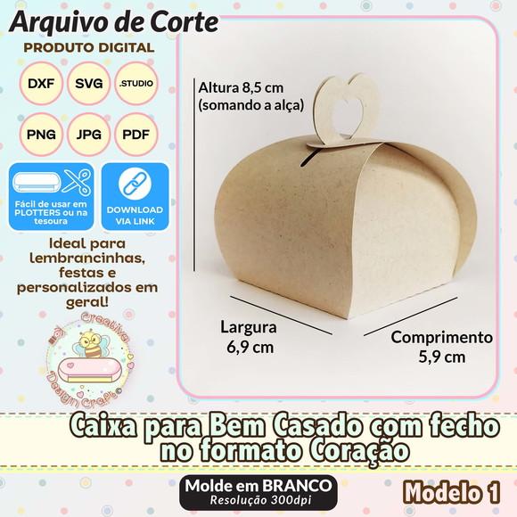 Arquivo de Corte Silhouette Caixa Bem Casado Fecho Coração