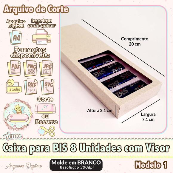 Arquivo de Corte Silhouette Caixa Bis 8 Unidades com Visor
