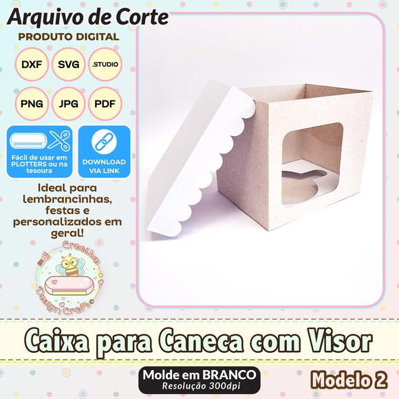 Arquivo de Corte Silhouette Caixa Caneca com Visor 2