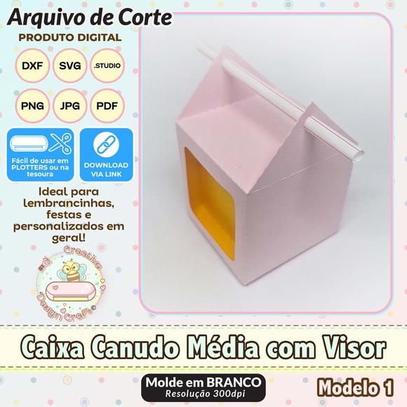 Arquivo de Corte Silhouette Caixa Canudo Média com Visor