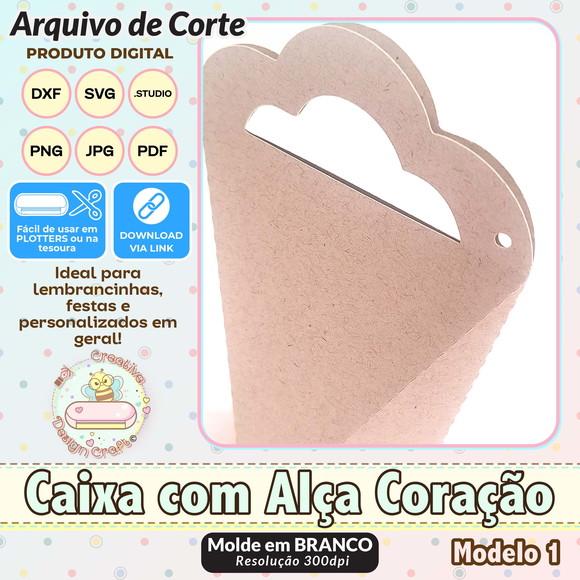 Arquivo de Corte Silhouette Caixa com Alça Coração Modelo 1