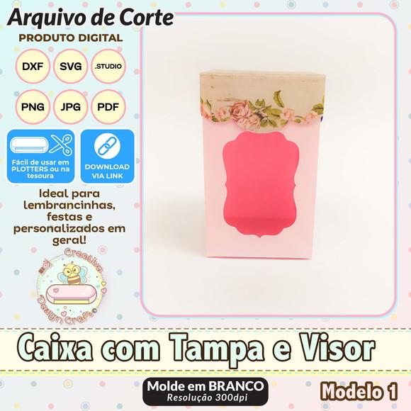 Arquivo de Corte Silhouette Caixa com Tampa e Visor Modelo 1