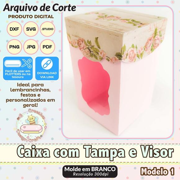 Arquivo de Corte Silhouette Caixa com Tampa e Visor Modelo 1