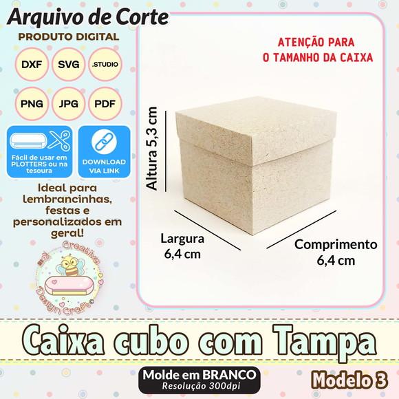 Arquivo de Corte Silhouette Caixa Cubo com Tampa Modelo 3