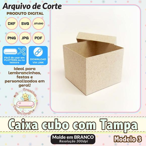 Arquivo de Corte Silhouette Caixa Cubo com Tampa Modelo 3