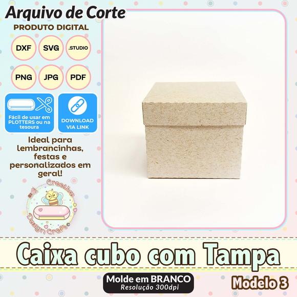 Arquivo de Corte Silhouette Caixa Cubo com Tampa Modelo 3