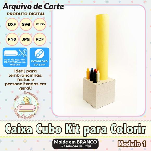 Arquivo de Corte Silhouette Caixa Cubo Kit para Colorir