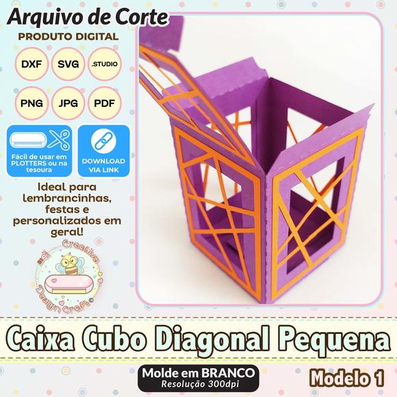 Arquivo de Corte Silhouette Caixa Cubo Diagonal Pequena