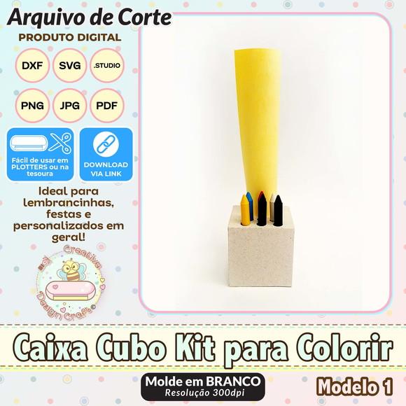 Arquivo de Corte Silhouette Caixa Cubo Kit para Colorir