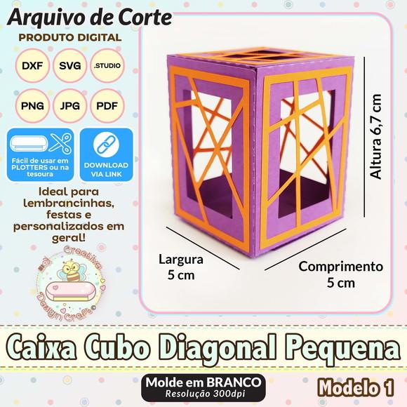 Arquivo de Corte Silhouette Caixa Cubo Diagonal Pequena
