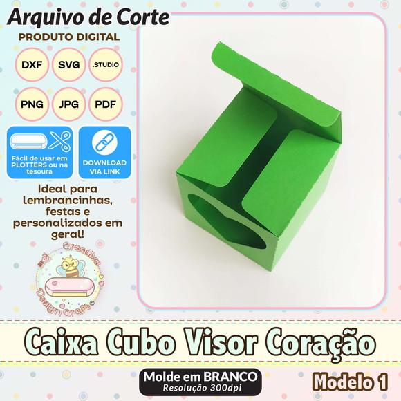 Arquivo de Corte Silhouette Caixa Cubo Visor Coração