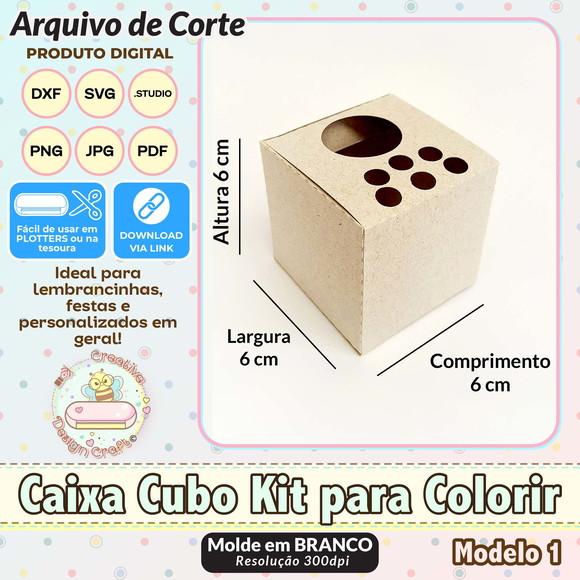 Arquivo de Corte Silhouette Caixa Cubo Kit para Colorir